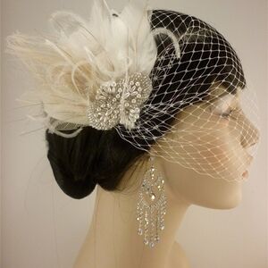 Handmade White Feather Bridal Fascinator